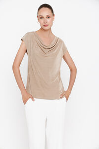 Cortefiel Draped jersey-knit top Nude