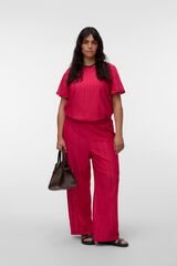 Vero Moda Curve Top manga corta con bordados talla grande Fucsia