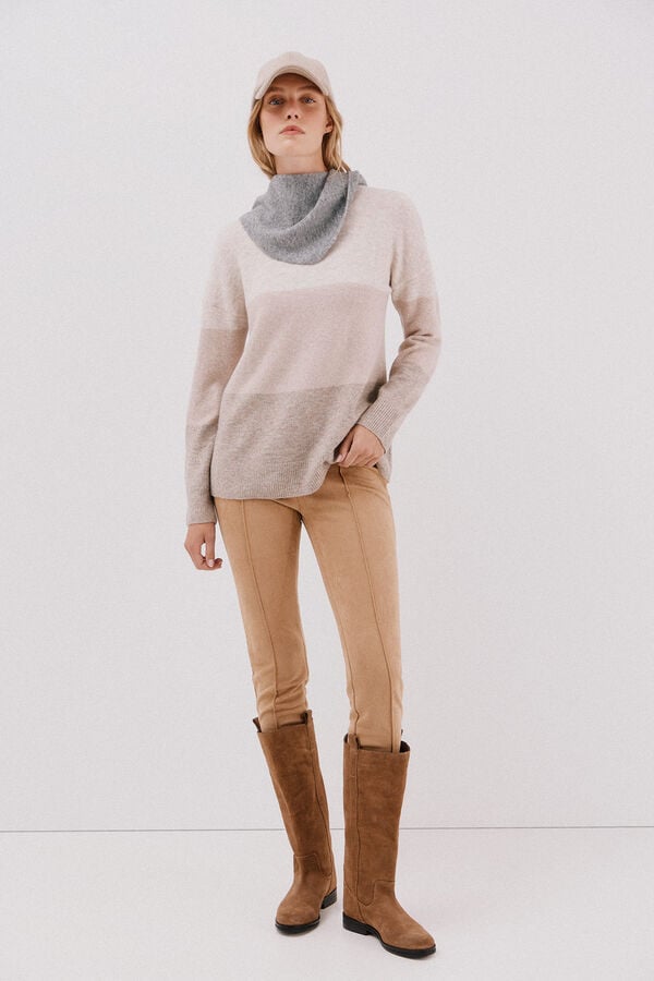 Cortefiel Striped soft feel jumper Beige