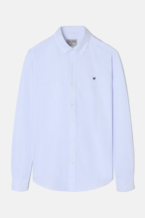 Silbon Camisa esportiva riscas Oxford Cinzento