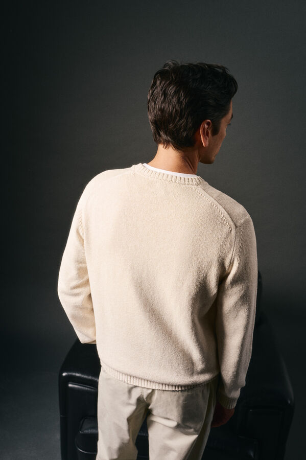 OOTO Suéter de algodão torcido com gola redonda Tostado