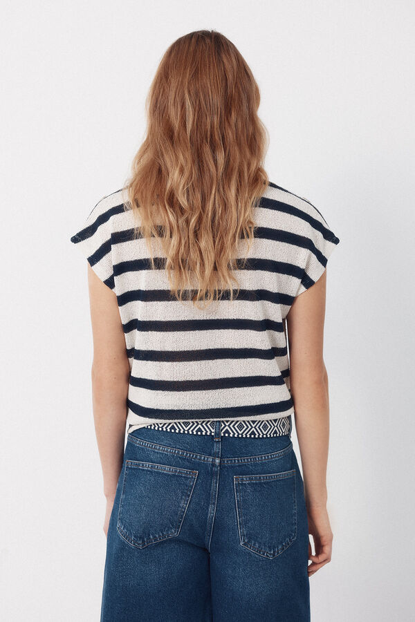 Cortefiel T-shirt textura riscas Azul