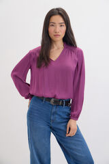 Cortefiel Blusa acetinada fluída Roxo