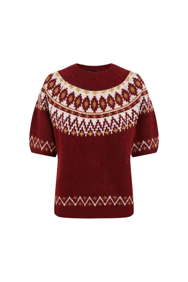 Cortefiel Positional fair isle jumper Maroon