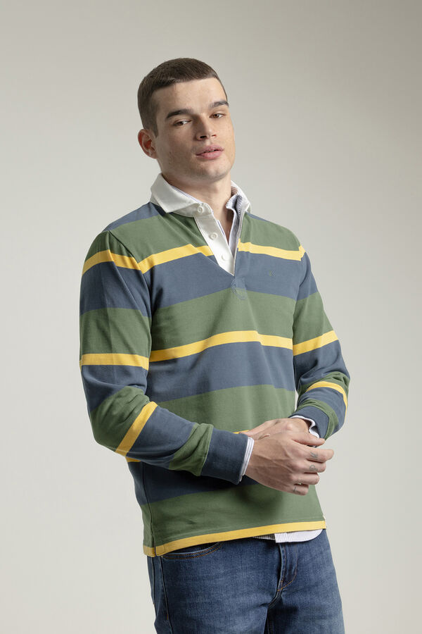 PuroEGO Camisa polo de algodão multi-listrada Verde