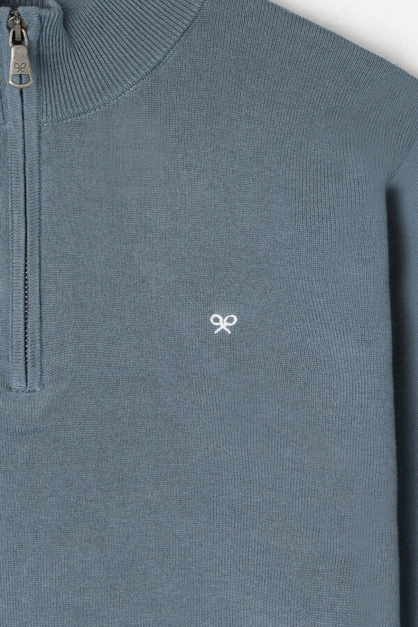 Silbon Camisola lisa meio fecho-&eacute;clair Azul