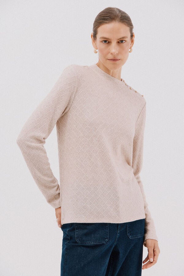Cortefiel Top rhombus structure Beige