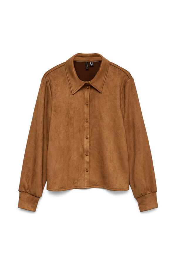 Vero Moda Camisa com efeito camurça Castanho