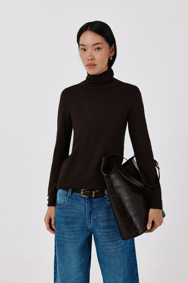 Cortefiel Roll neck jumper Dark brown