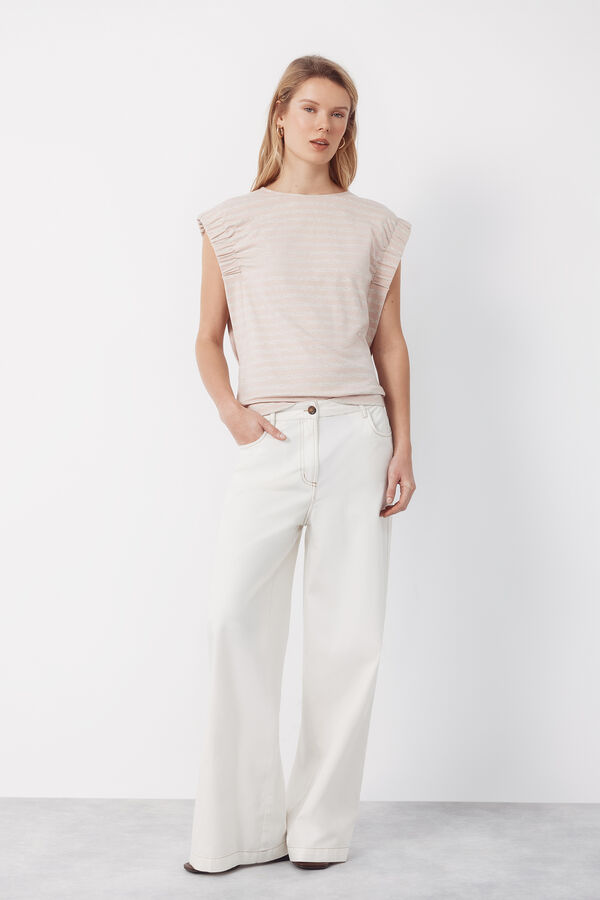 Cortefiel T-shirt with gathered armholes Pink