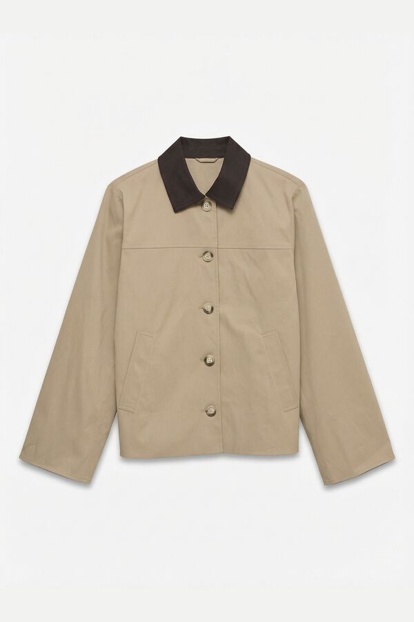 Vero Moda Gabardina com gola em contraste Castanho
