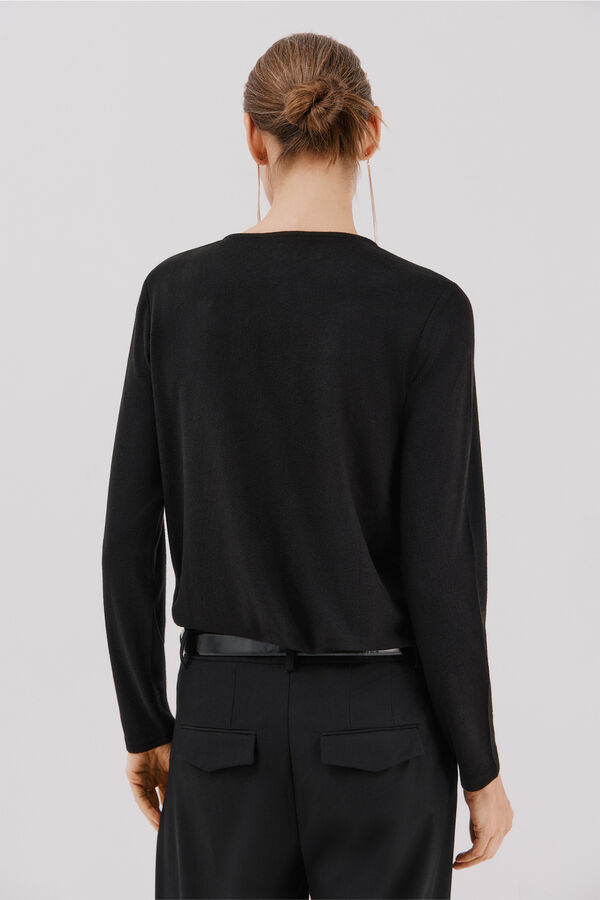 Cortefiel Rhinestone detail t-shirt Black