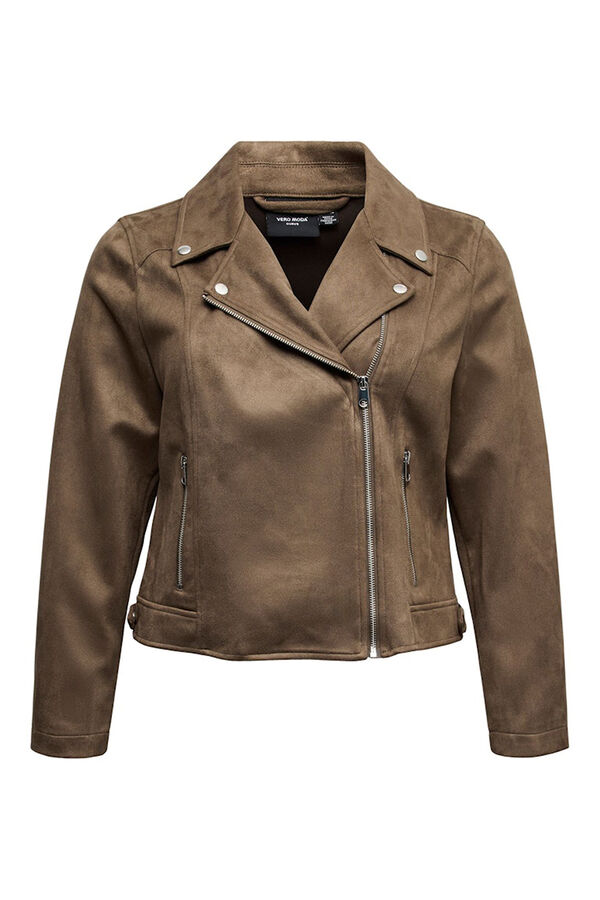 Vero Moda Blus&atilde;o em camur&ccedil;a com tachas Castanho