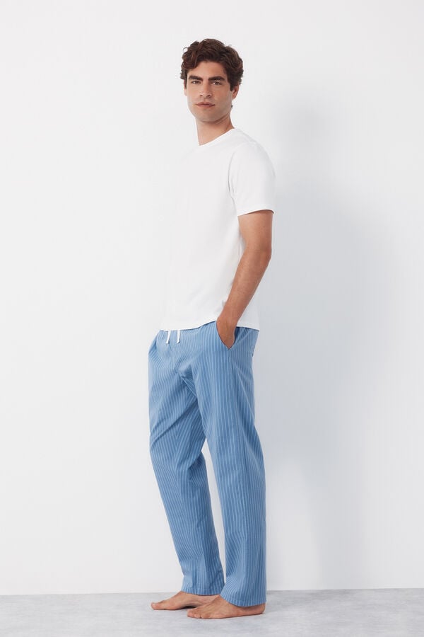 Cortefiel Jersey-knit and fabric pyjama set White