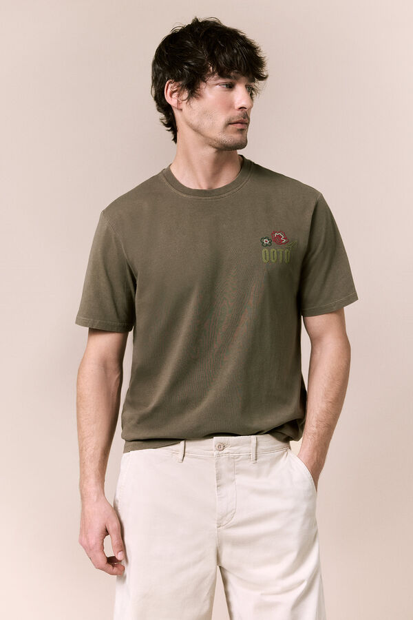 OOTO T-shirt gr&aacute;fica lavada Verde