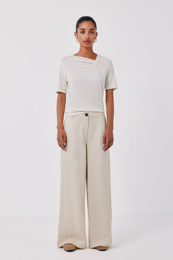 Cortefiel Fluid wide trousers Nude