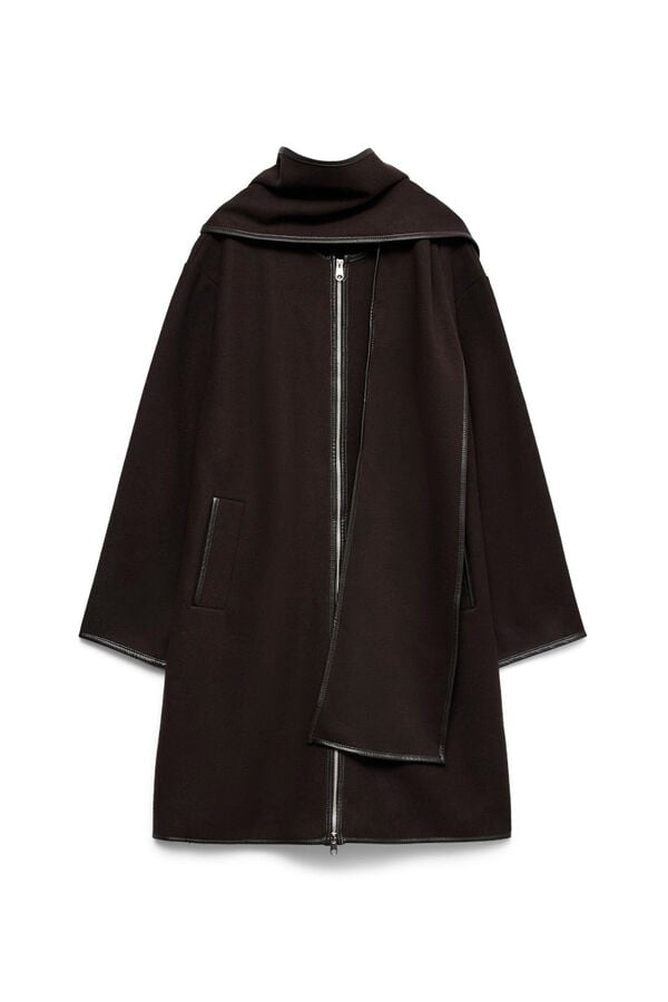 Vero Moda Sobretudo de tecido com detalhe de cachecol Castanho