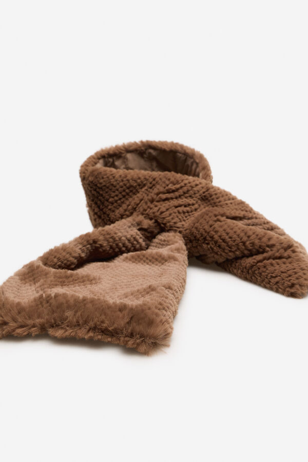 Cortefiel reversible fur collar Brown