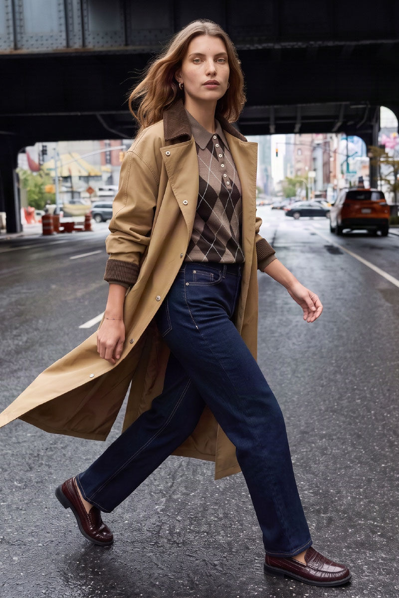 Cortefiel Long corduroy detail trench