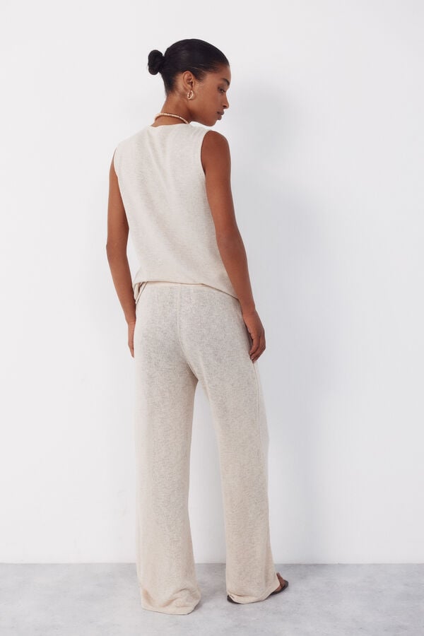 Cortefiel Jersey-knit trousers Beige