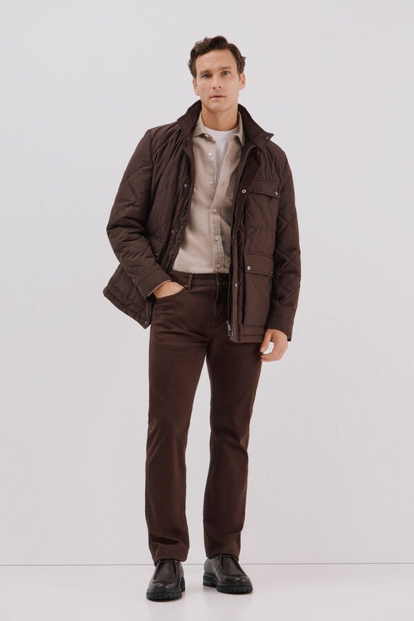 Cortefiel Diamond quilted jacket Dark brown