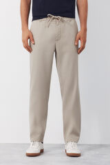 Cortefiel Tapered Tencel Cotton chinos Trousers Beige