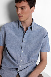 Cortefiel Short sleeve shirt made with linen.  Blue