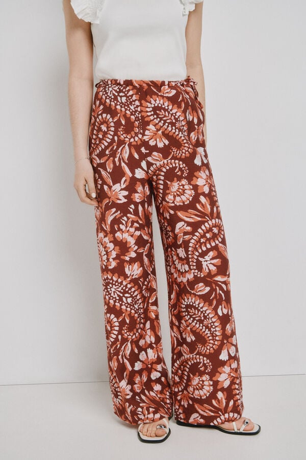 Vero Moda Cal&ccedil;a comprida estampada Castanho