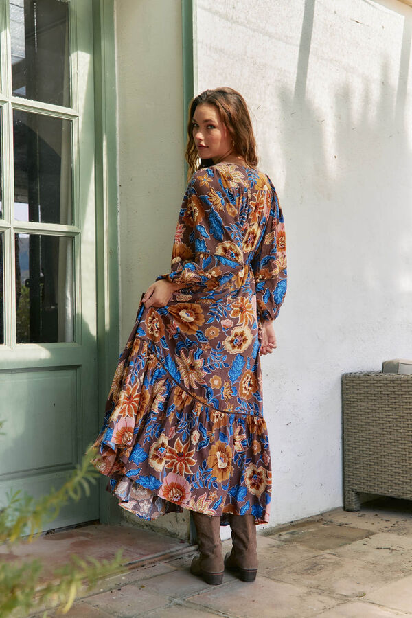 Jaase Vestido longo Catalonia com estampado de terra Multicolorido