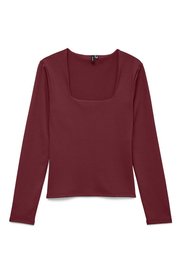 Vero Moda Top manga larga escote cuadrado Rojo