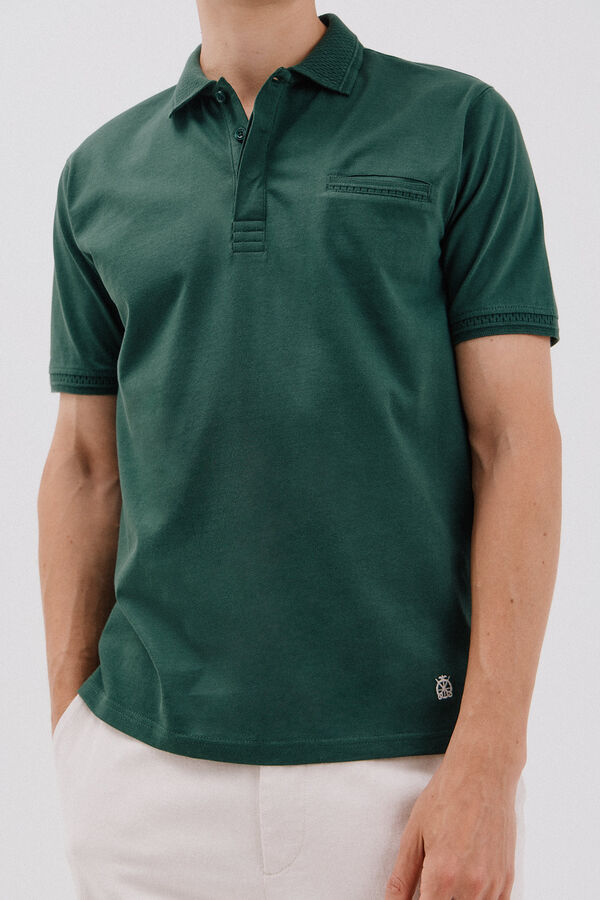 Cortefiel structured polo shirt neck Green