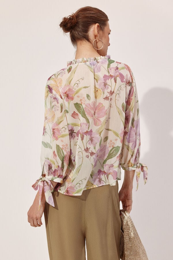 Cortefiel Printed tie blouse Multicolour