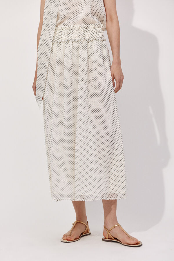 Cortefiel Polka dot polka-dots skirt Printed white