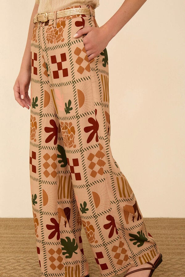 Meisie Fluid long trousers Beige