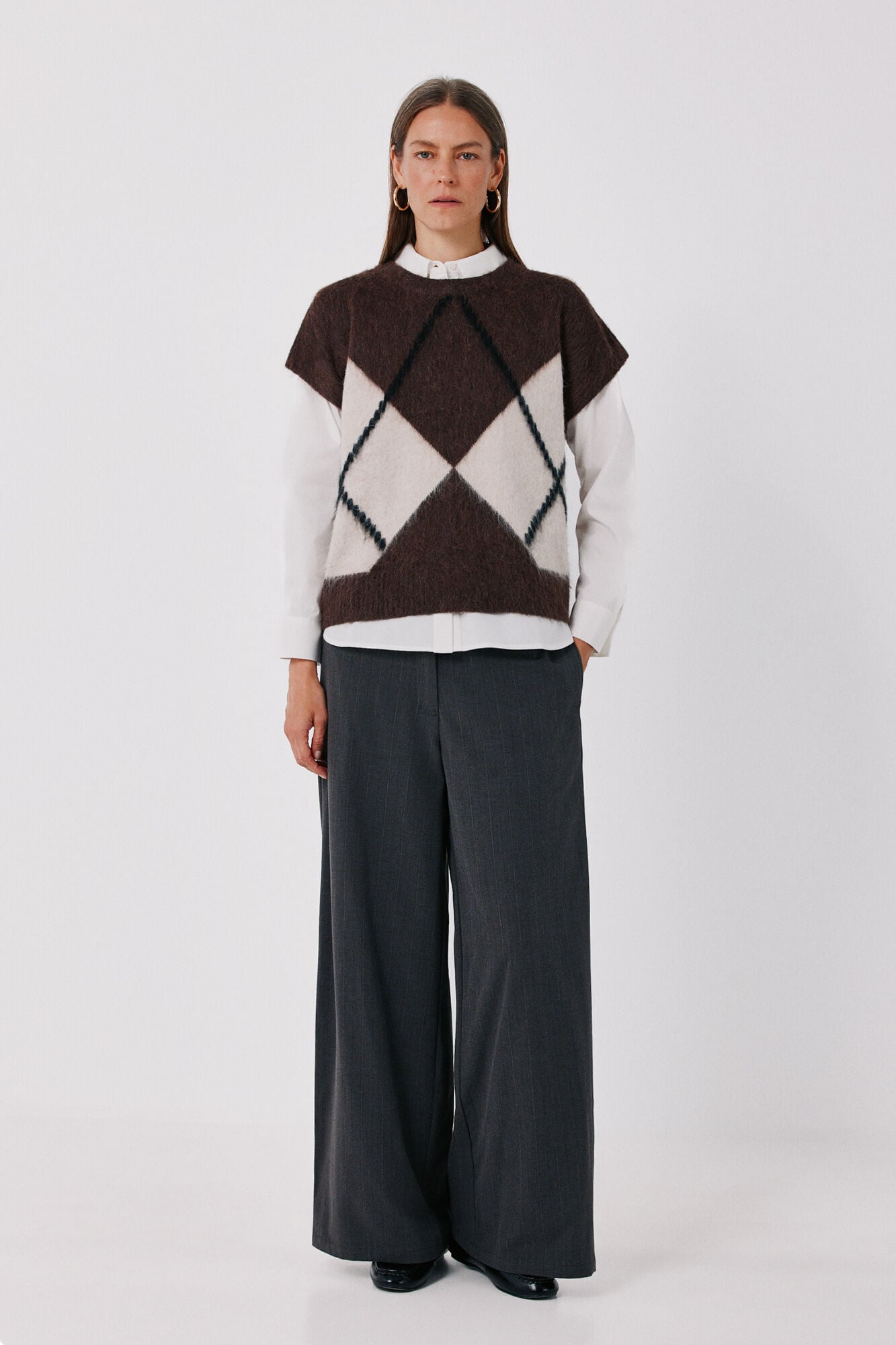 Cortefiel Striped wide-leg trousers