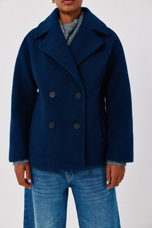 Cortefiel Double-breasted short coat Navy