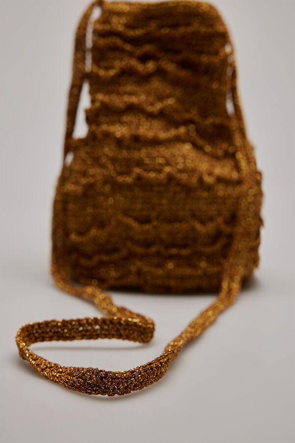 Cortefiel Mala de tiracolo crochet Dourado