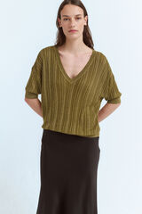 Vila Top de malha com lurex Verde