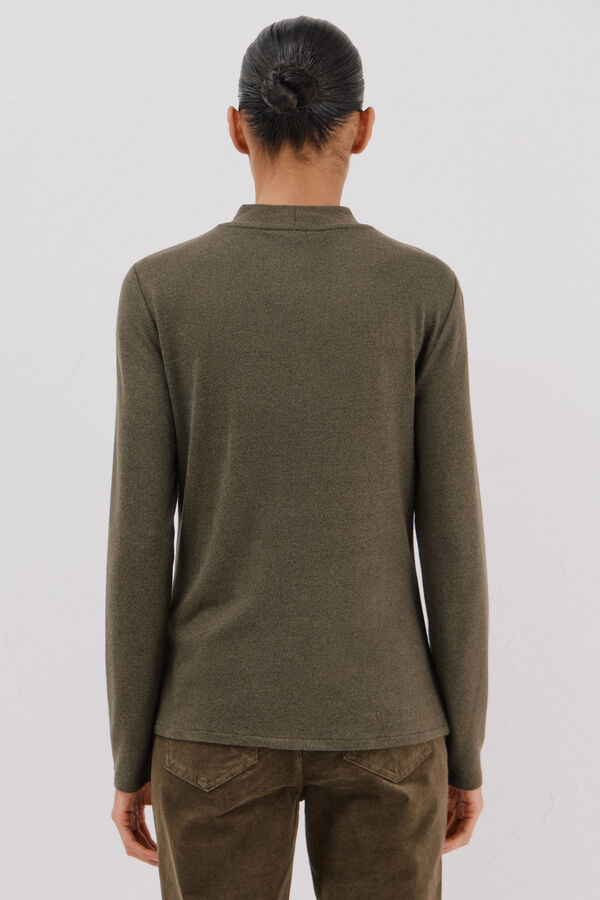 Cortefiel T-shirt with rhinestone detail Green