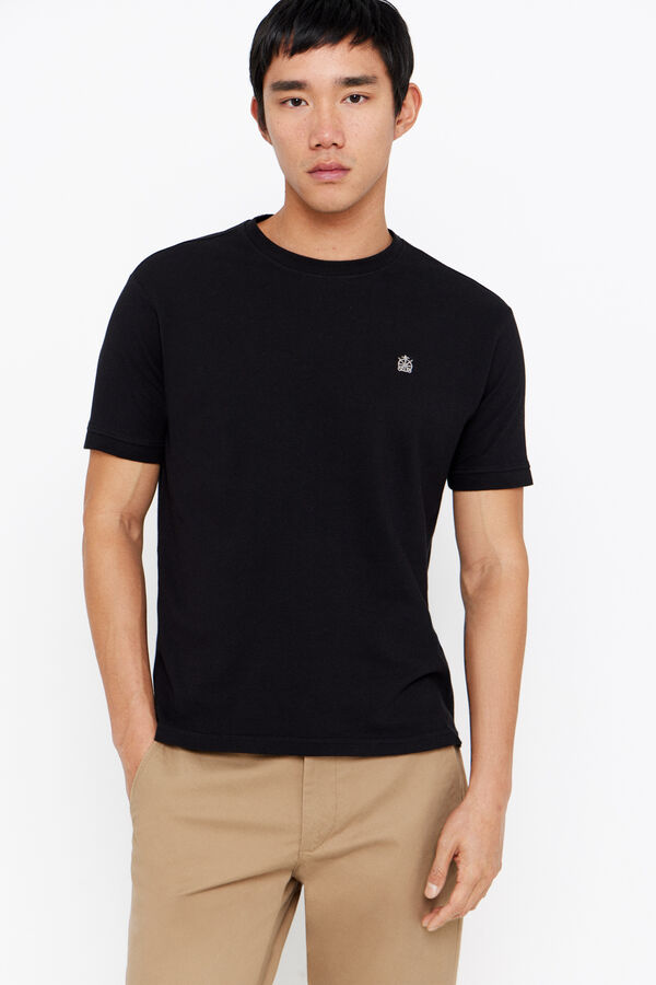 Cortefiel Basic piqué T-shirt Black