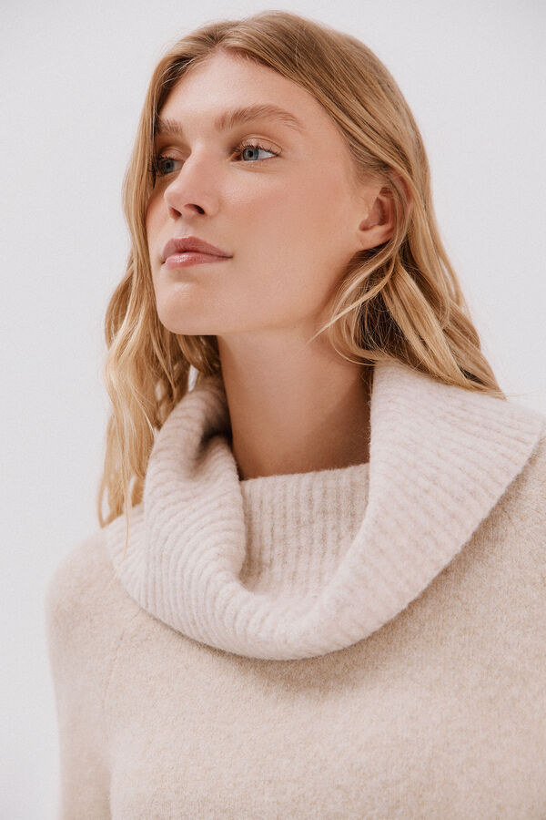 Cortefiel Combined knit jumper Beige