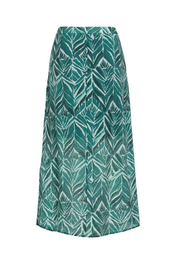 Vila Saia midi estampada em viscose Verde