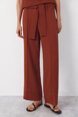 Cortefiel Structured fluid trousers Brown