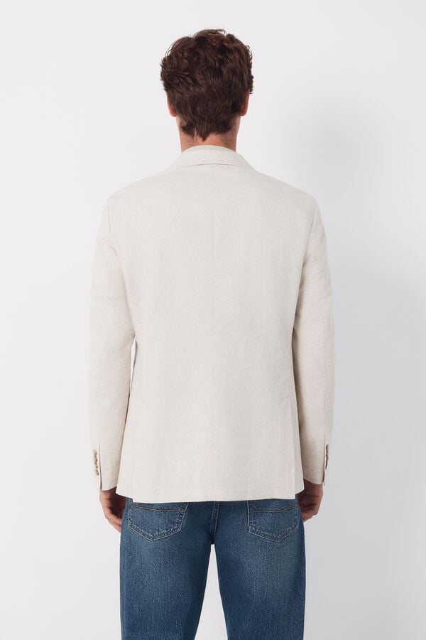 Cortefiel Linen blazer Beige