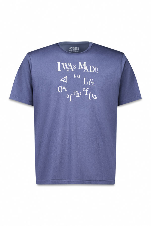 OOTO Camiseta gr&aacute;fica lavada Azul