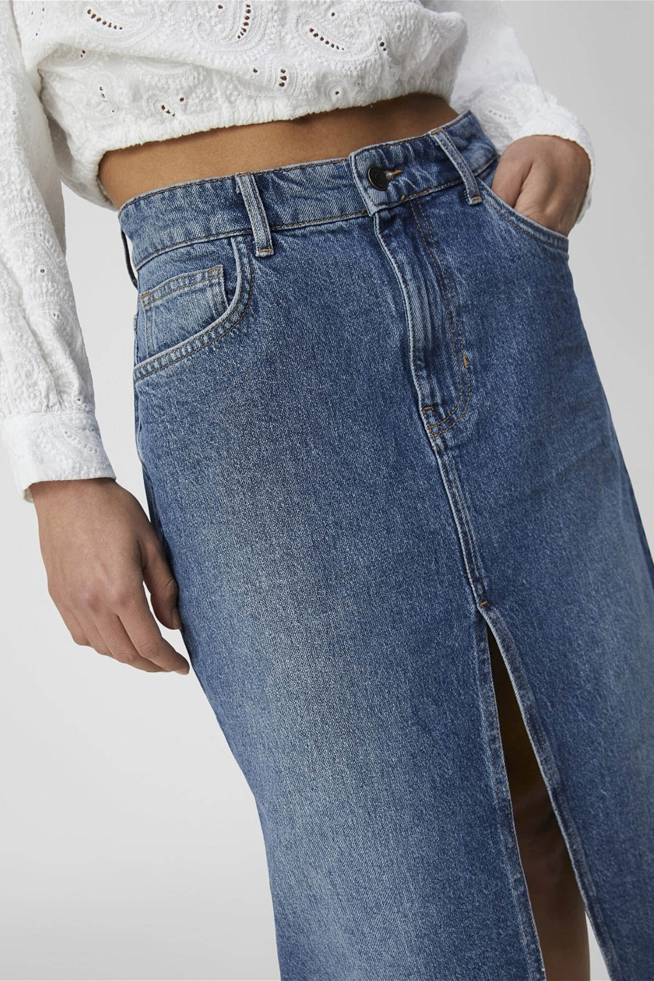 Object Falda midi vaquera