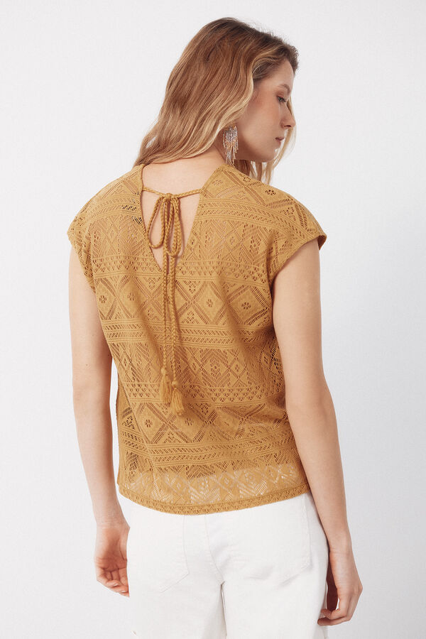 Cortefiel Mustard crochet top Gold