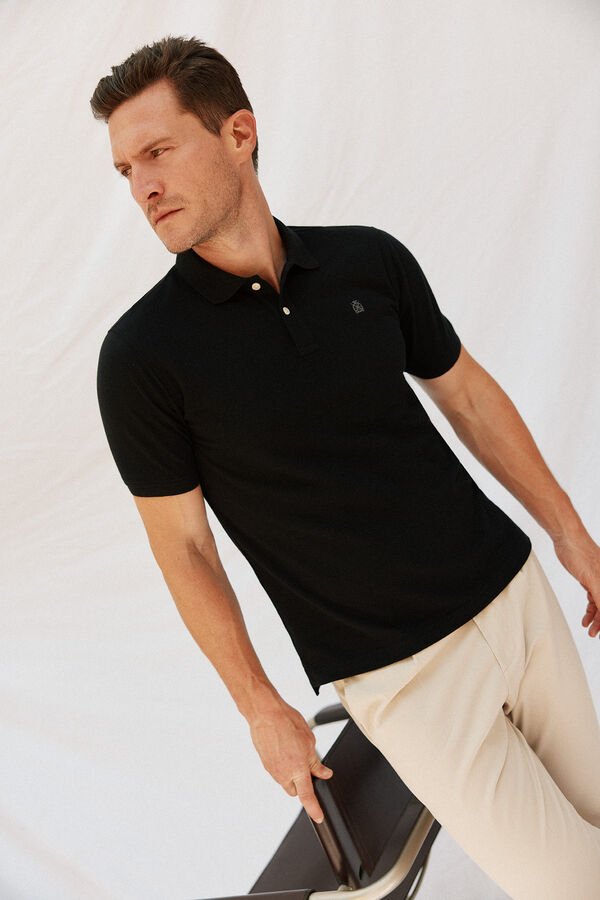 Cortefiel Basic piqué polo shirt Black