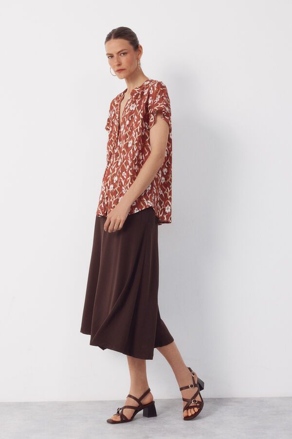 Cortefiel Blusa confort Estampado rojo