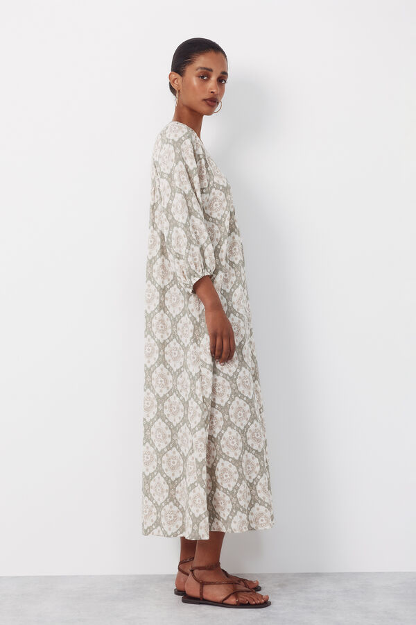 Cortefiel Long Dress Printed green